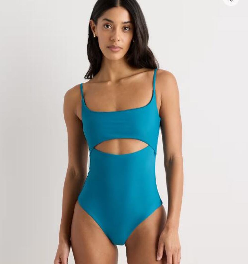 Quince Teal Cutout One-Piece Swimsuit
